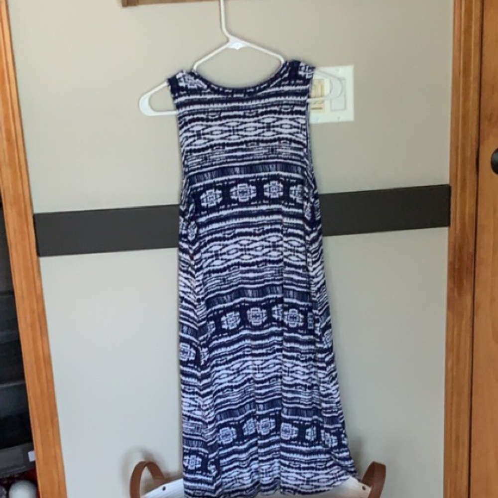 Blue and white dress